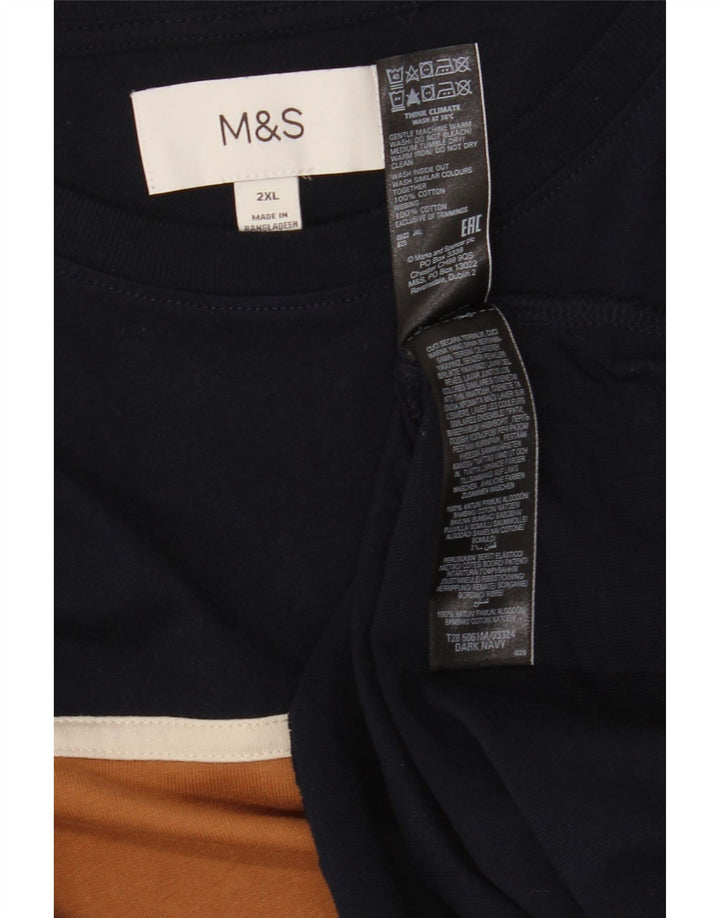 Marks & Spencer muška majica dugih rukava 2XL tamnoplavi pamuk u blokovima boja