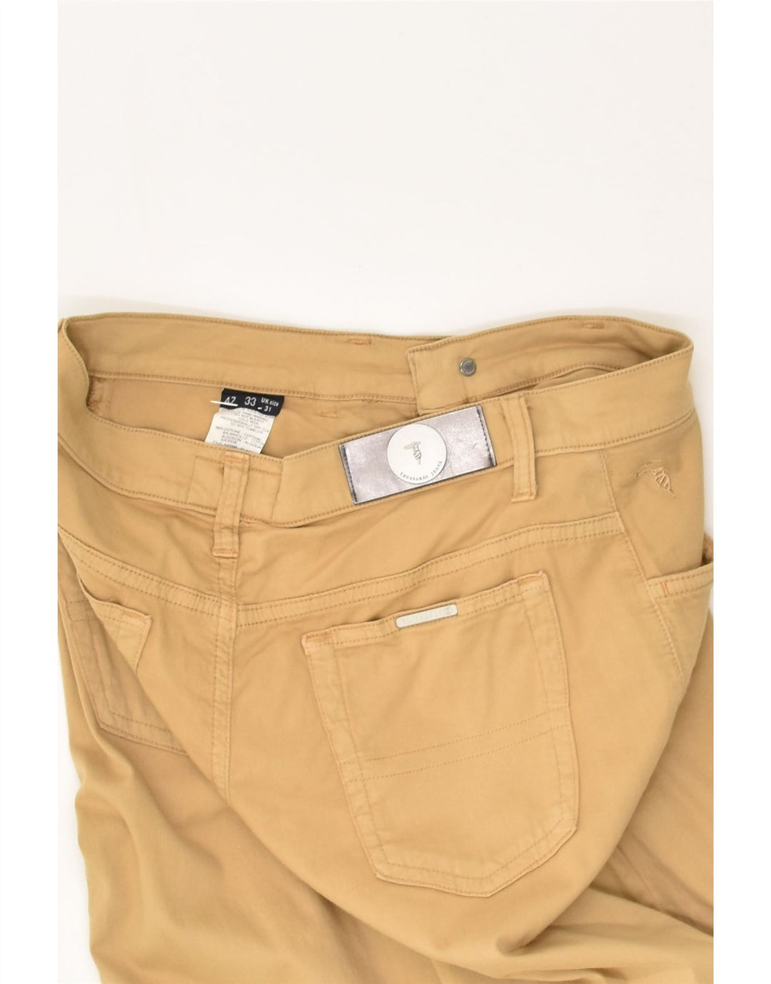 TRUSSARDI Womens Straight Jeans W31 L24 Beige Cotton | Vintage Trussardi | Thrift | Second-Hand Trussardi | Used Clothing | Messina Hembry 