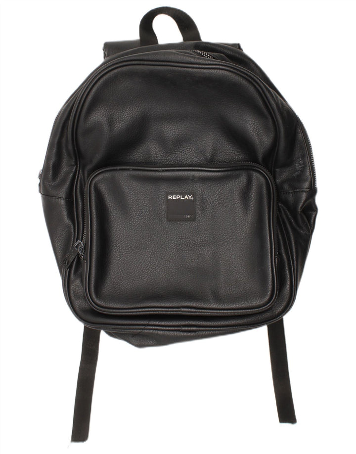 REPLAY Mens Faux Leather Backpack One Size Black Polyurethane Classic