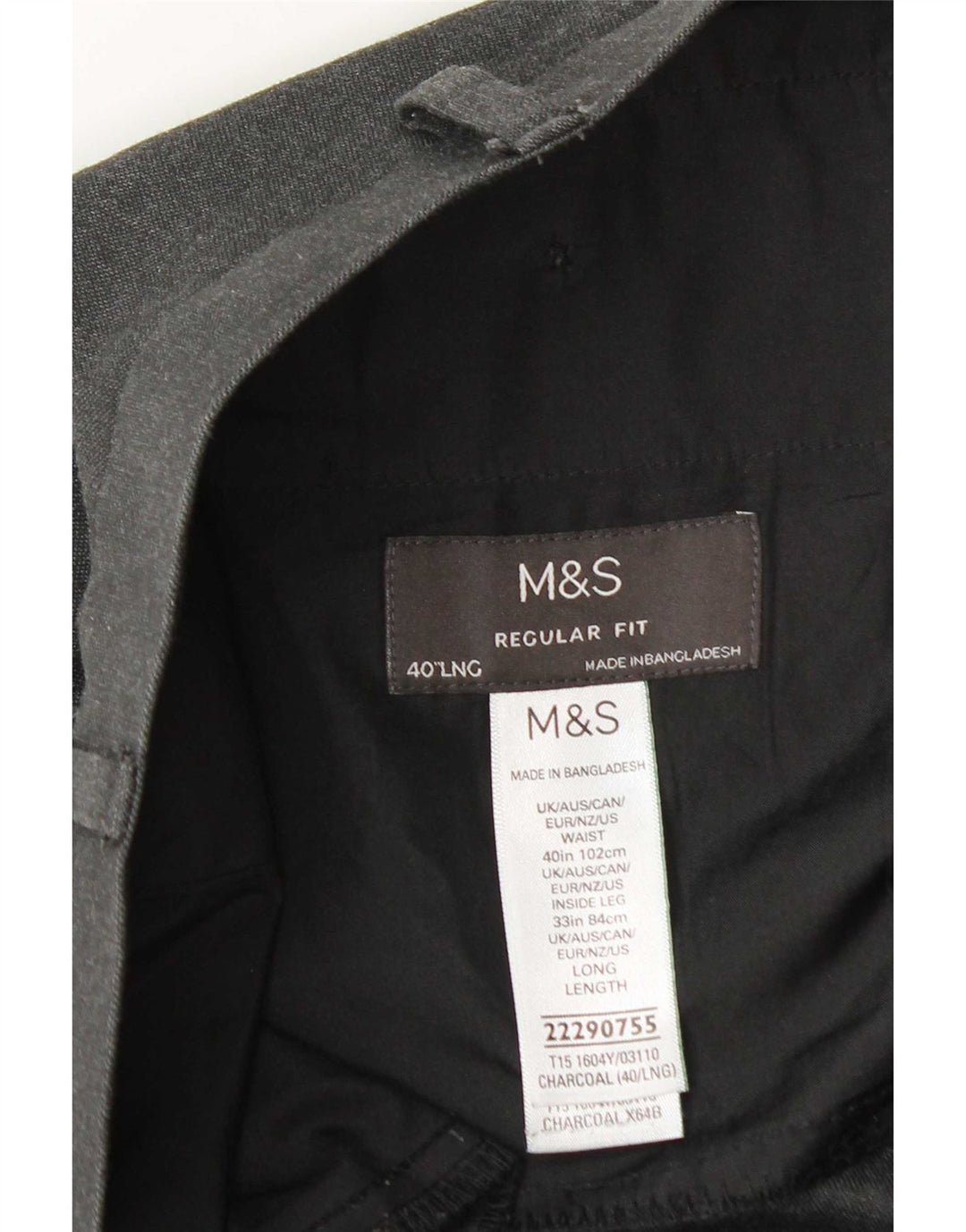 Marks & Spencer muške obične chino hlače W40 L33 sivi poliester