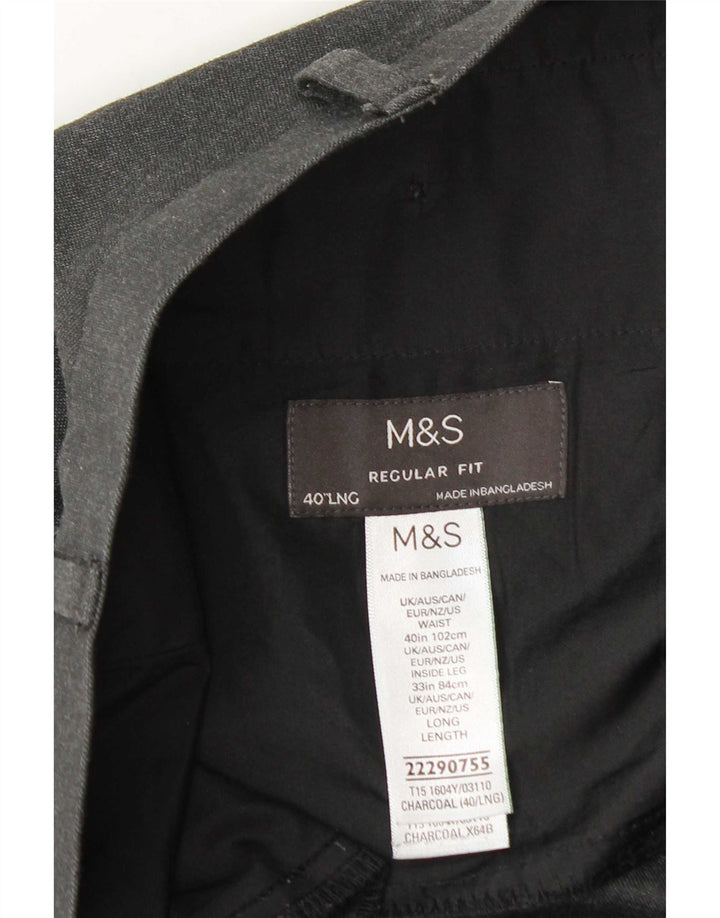 Marks & Spencer muške obične chino hlače W40 L33 sivi poliester