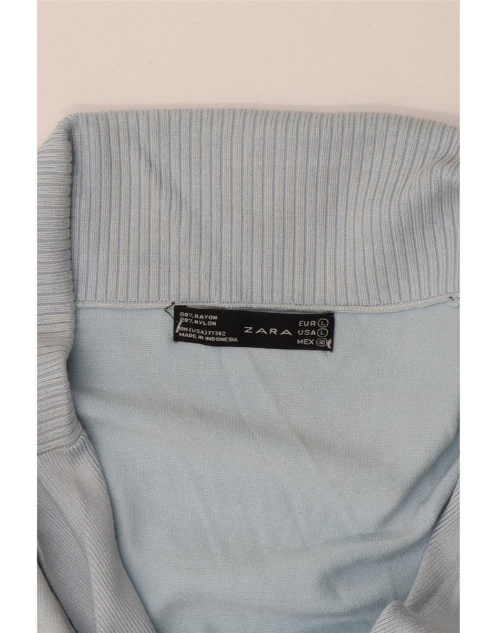 Zara ženski kardigan pulover UK 16 Large Blue Rayon