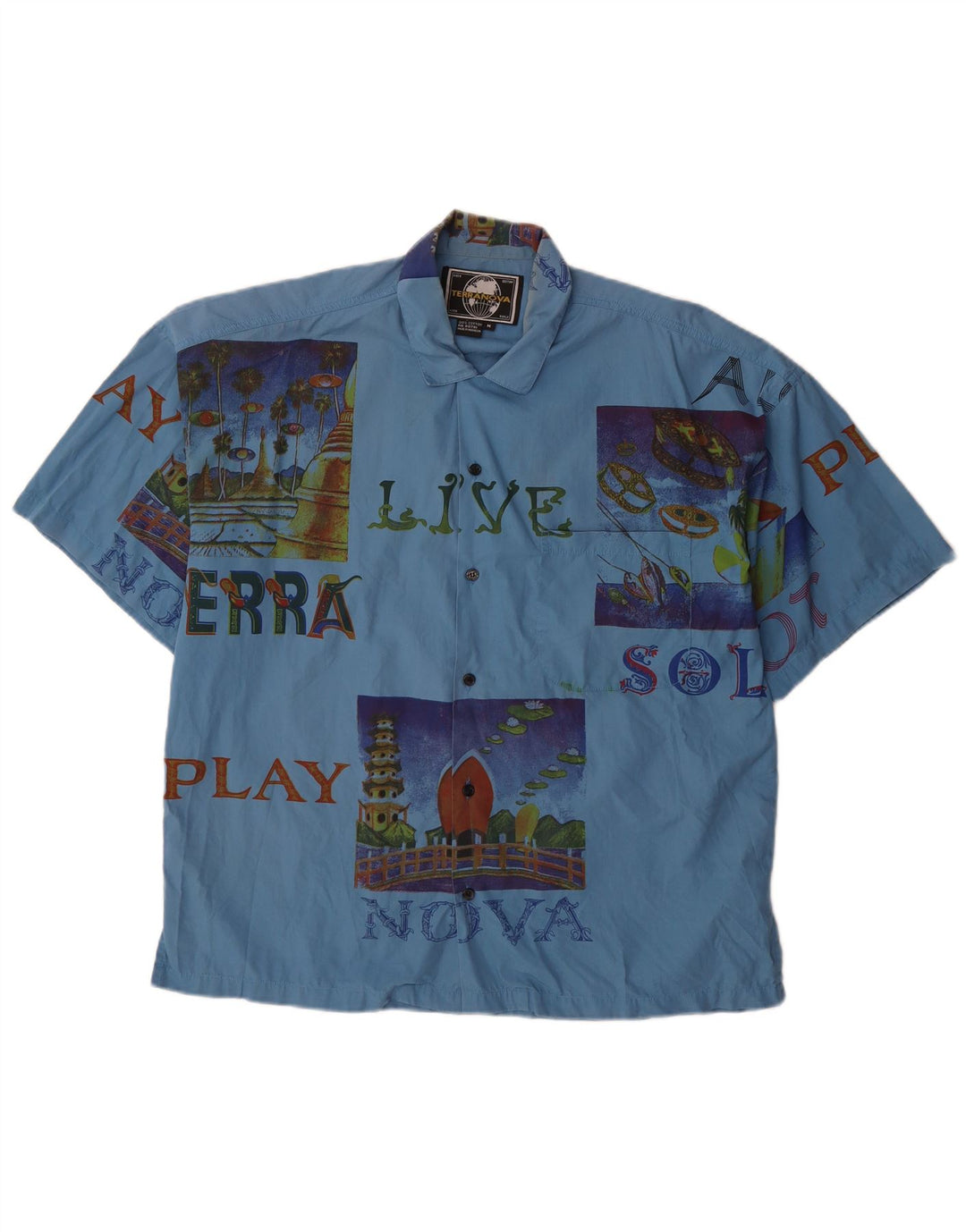 TERRANOVA muška grafička majica kratkih rukava Srednje plava Patchwork pamuk