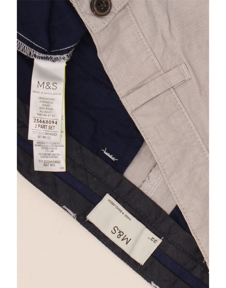 Marks & Spencer muške chino kratke hlače W32 pamuk srednje sive pruge