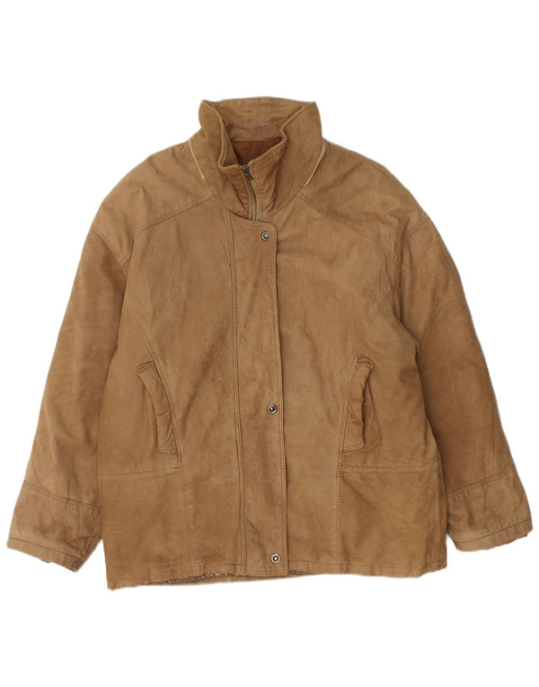 Vintage ženska prevelika kožna jakna IT 46 Large Beige Leather