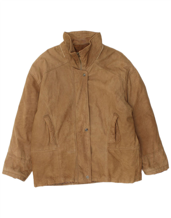 Vintage ženska prevelika kožna jakna IT 46 Large Beige Leather