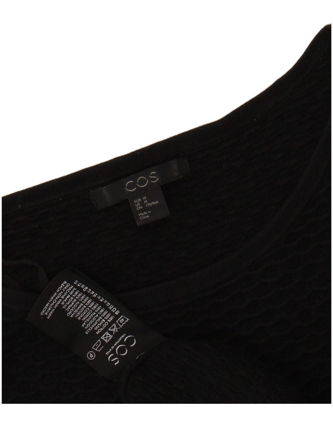 COS ženski gornji dio s 3/4 rukavima UK 14 srednje crni pamuk