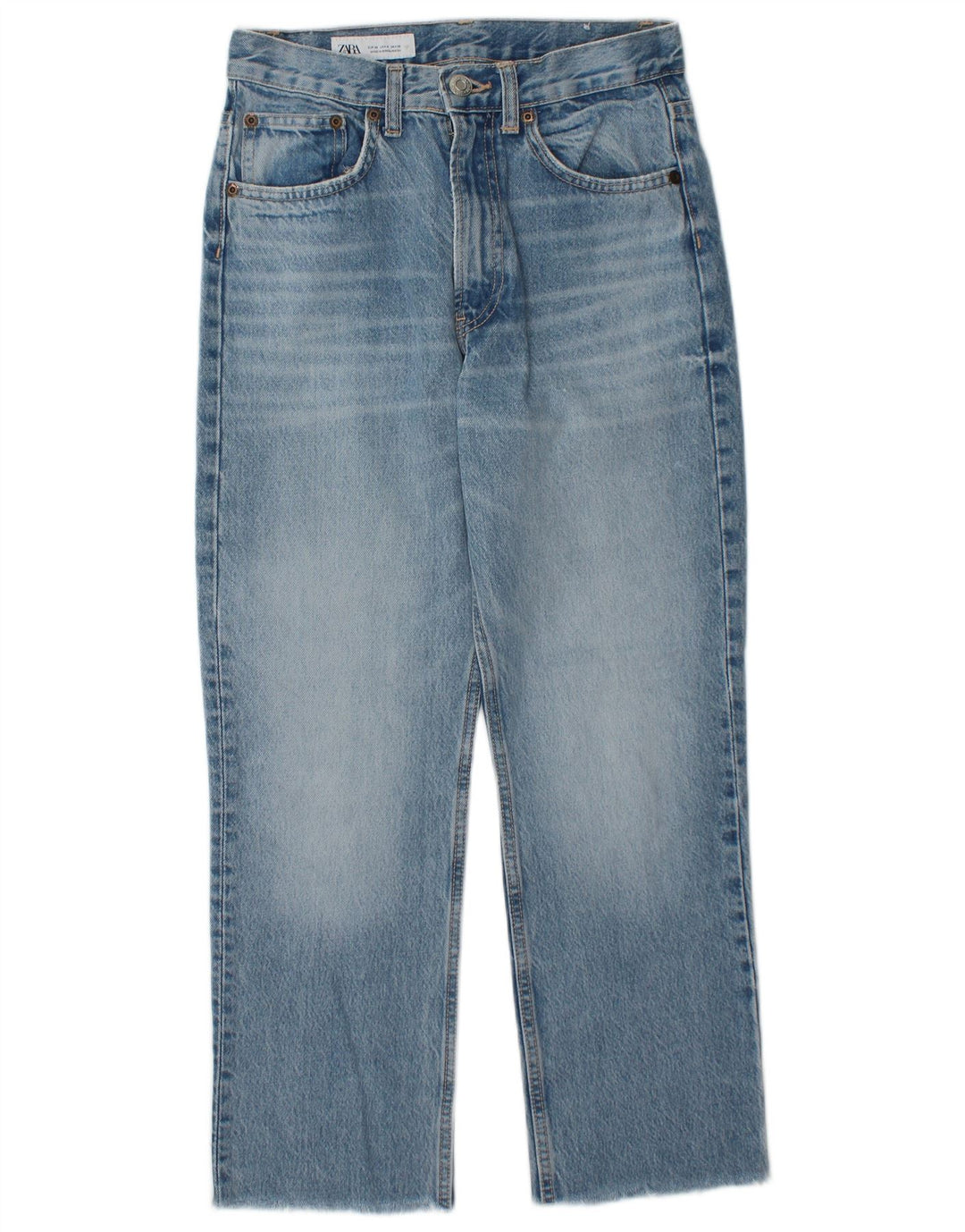 ZARA ženske ravne traperice visokog struka EU 36 XS W26 L26 plavi pamuk