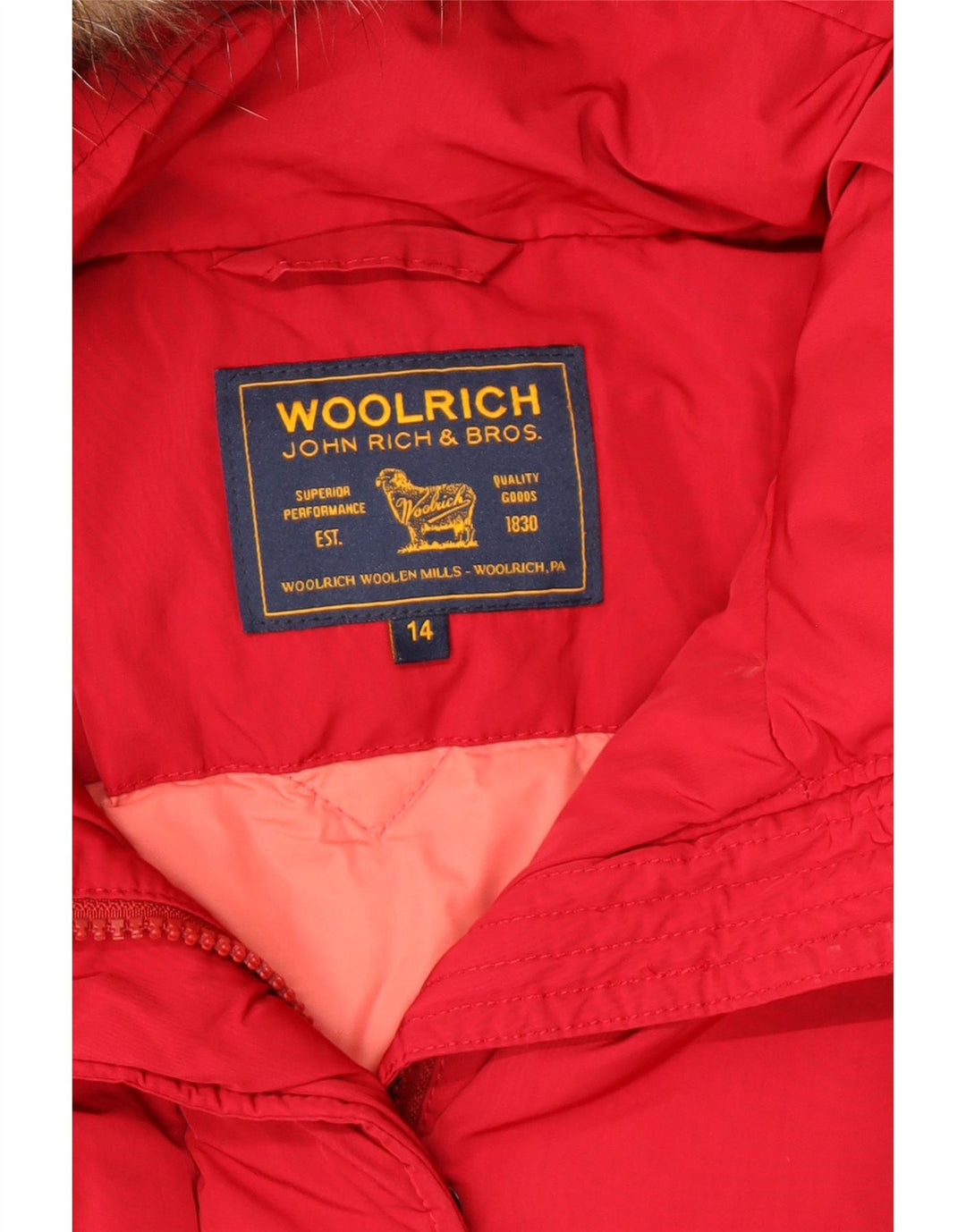 Woolrich Crvena vjetrovka s kapuljačom za djevojčice 13-14 godina