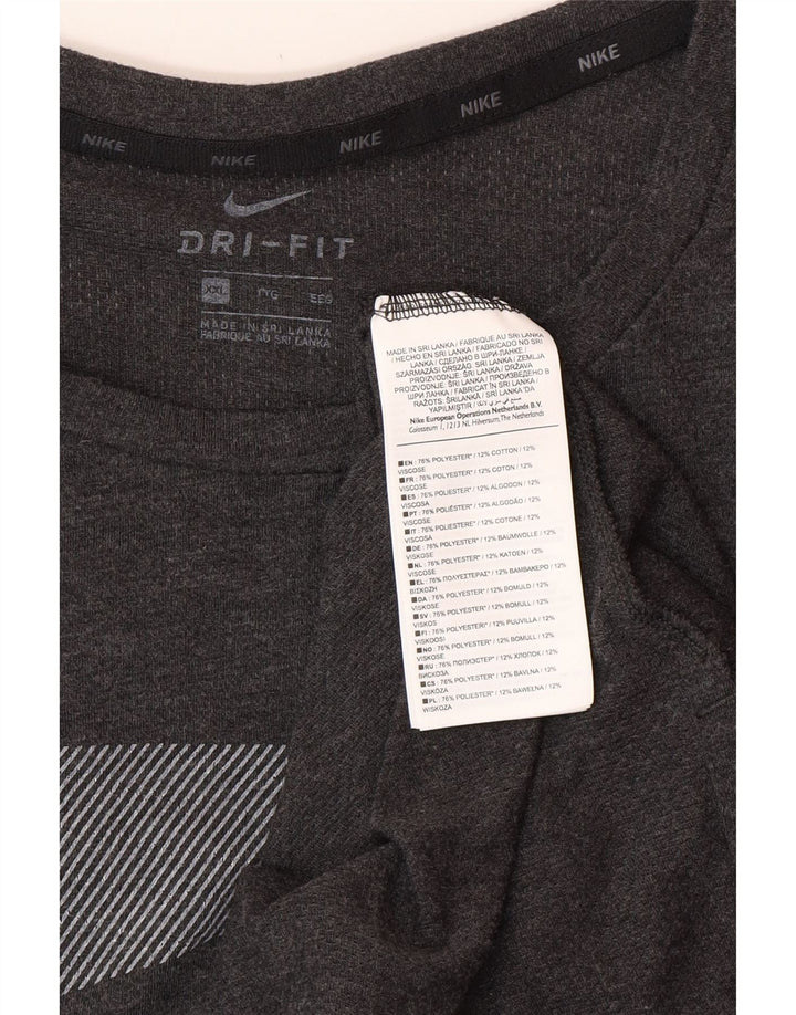 NIKE muška Dri Fit grafička majica kratkih rukava 2XL siva pamuk na pruge