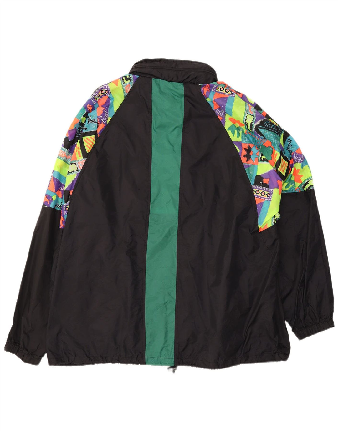 VINTAGE muška kišna jakna s kapuljačom UK 44 2XL crna geometrijska