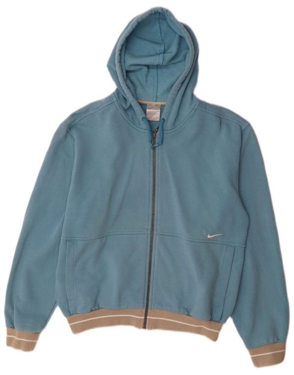 Nike ženski pulover s kapuljačom s patentnim zatvaračem UK 8/10 mali plavi pamučni sportski