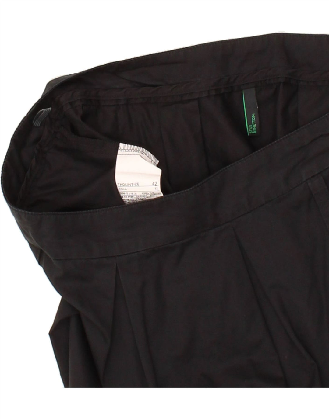 BENETTON Womens Straight Skirt W32 Large Black Cotton Vintage Benetton and Second-Hand Benetton from Messina Hembry 