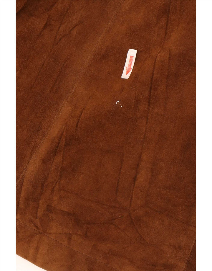 Vintage ženski dugi sako od antilopa s jednim gumbom, UK 10, mali, smeđi