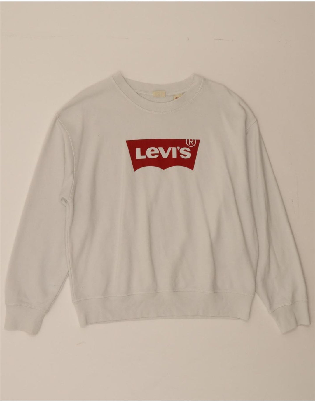 LEVI'S Womens Graphic Sweatshirt Jumper UK 16 Large White Cotton Vintage Levi's and Second-Hand Levi's from Messina Hembry 