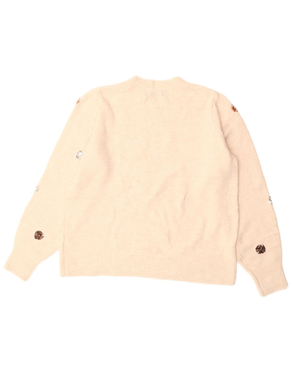 MARKS & SPENCER Ženski pulover s okruglim izrezom UK 14 srednje svijetlo bijela