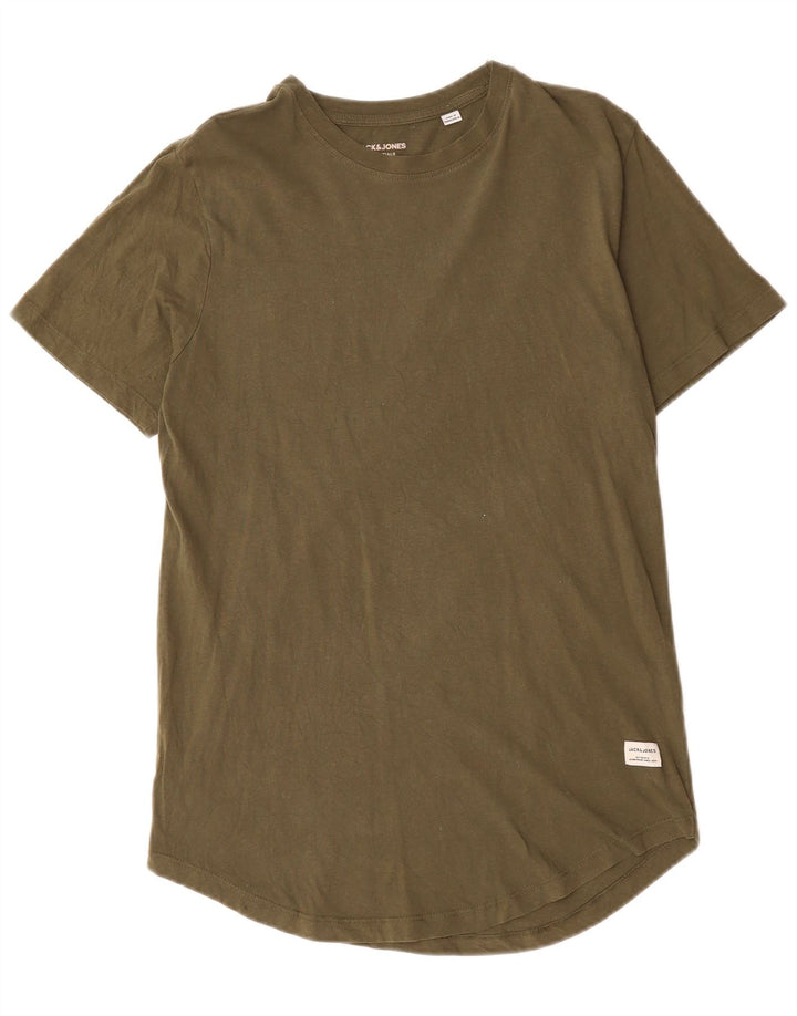 JACK & JONES Mens T-Shirt Top Medium Khaki Cotton