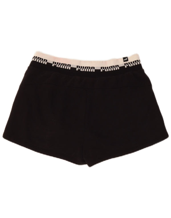 PUMA Womens Graphic Sport Shorts UK 10 Small  Black Colourblock Cotton