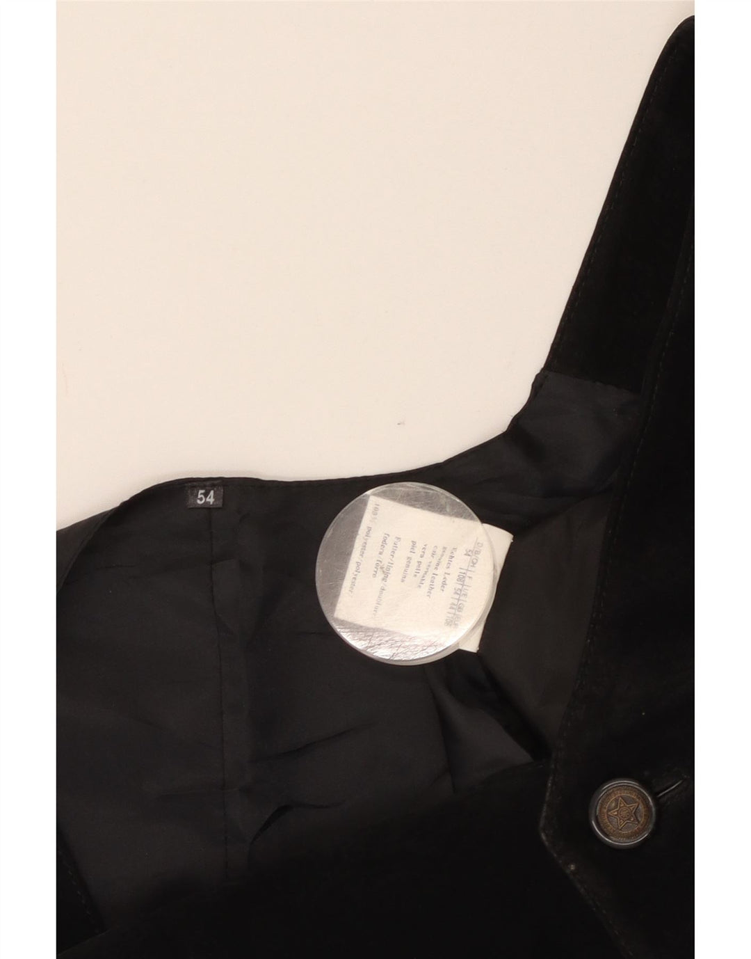 Vintage muški prsluk od brušene kože IT 54 XL crna koža