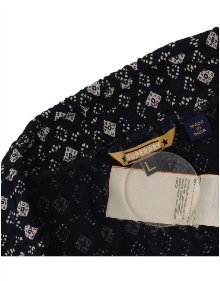 Superdry ženske vruće hlačice velike W32 tamnoplava geometrijska viskoza