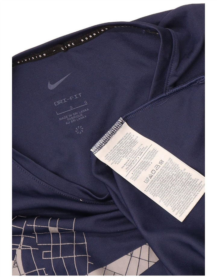 Velika muška majica kratkih rukava s motivima Nike, tamnoplavi poliester