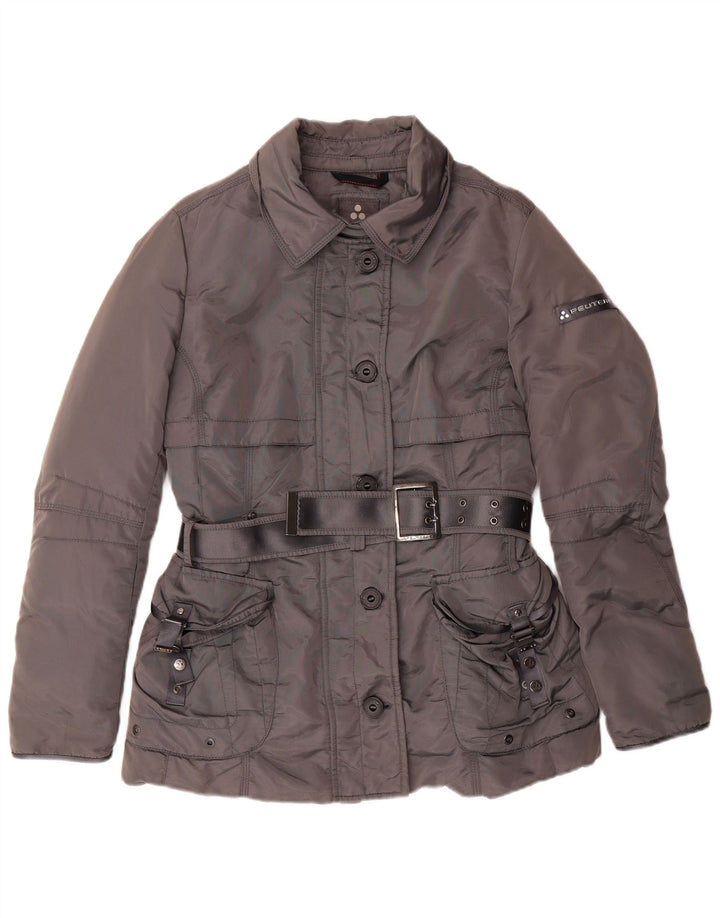 PEUTEREY Ženska podstavljena jakna s pojasom IT 46 Large Grey Polyamide Classic