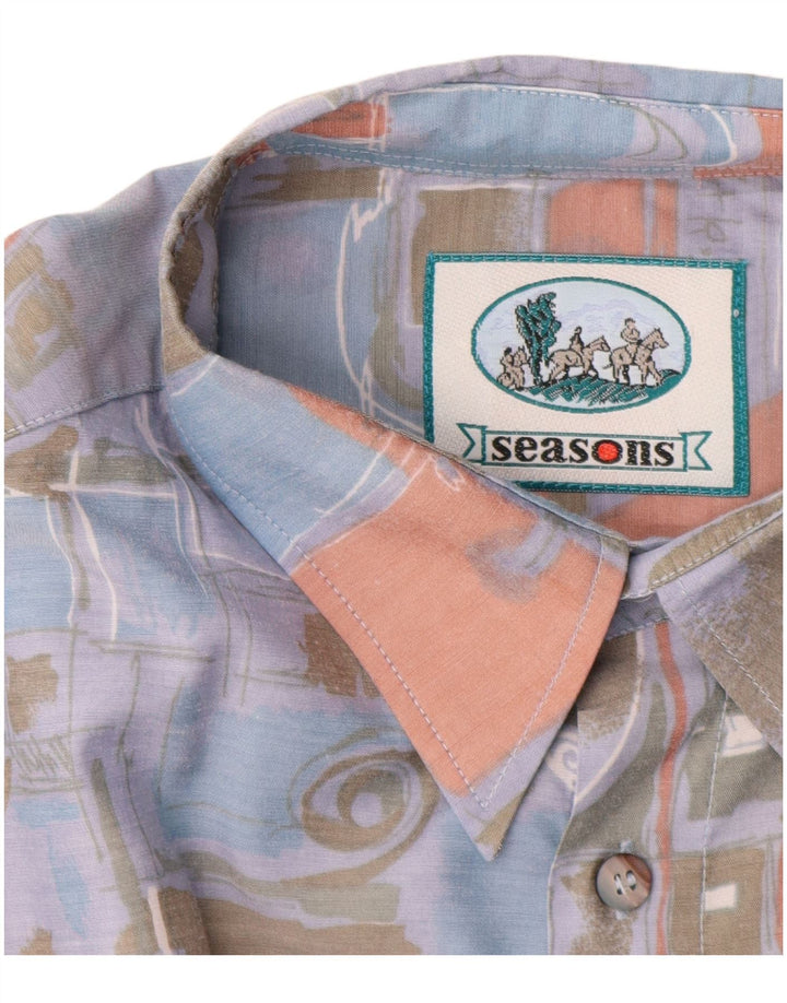 Vintage muška velika plava košulja kratkih rukava s apstraktnim uzorkom