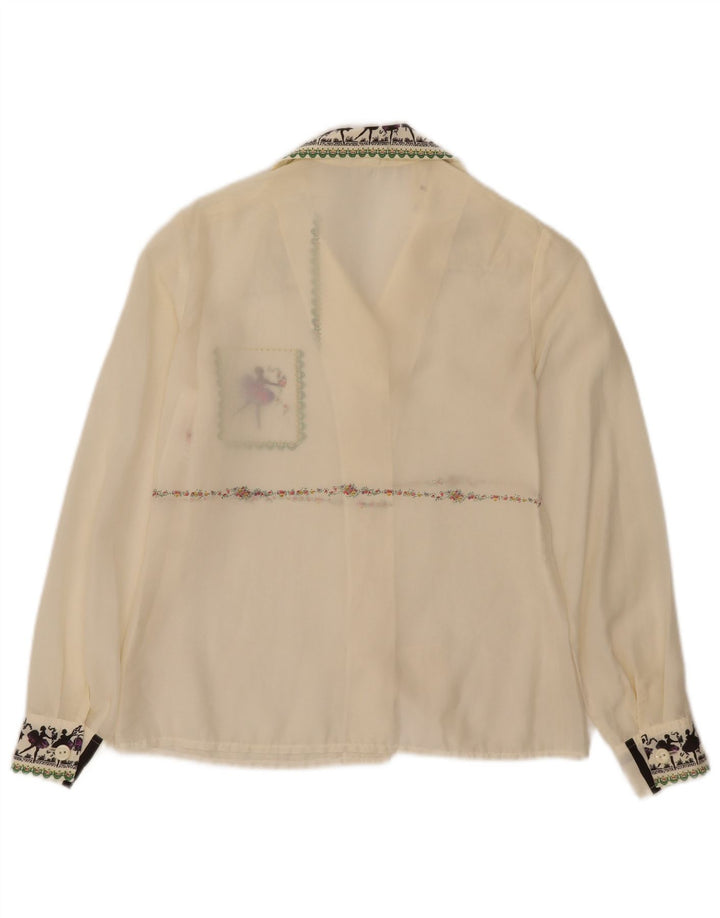 Vintage ženska prozirna košulja bluza IT 44 srednje bijele cvjetne boje