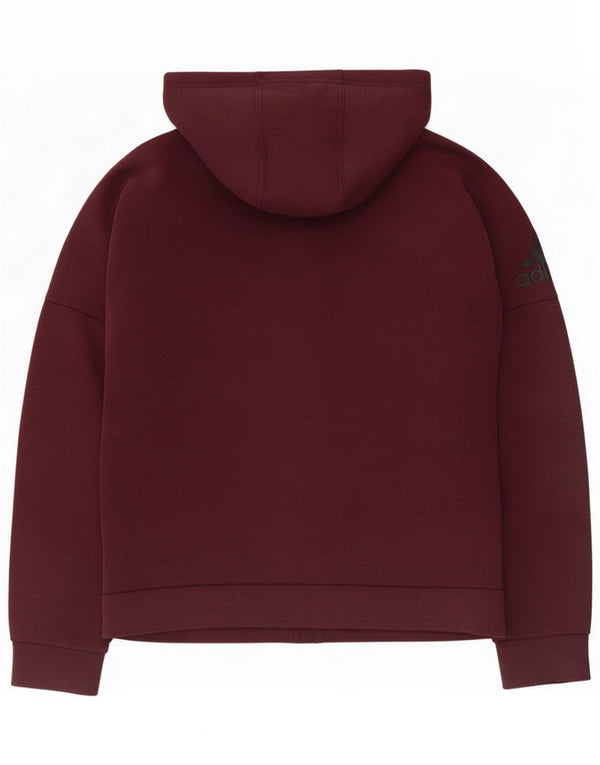 Adidas ženski pulover s kapuljačom s patentnim zatvaračem UK 10 Small Burgundy Cotton