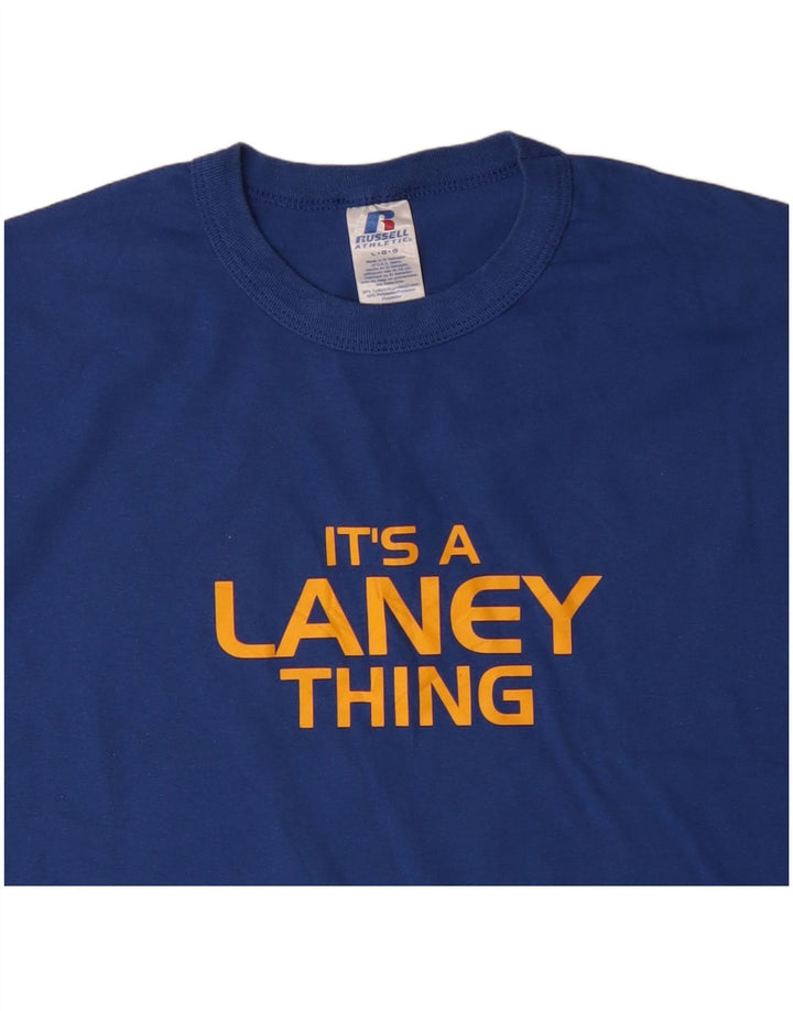 RUSSELL ATHLETIC Velika plava pamučna majica s grafičkim motivima