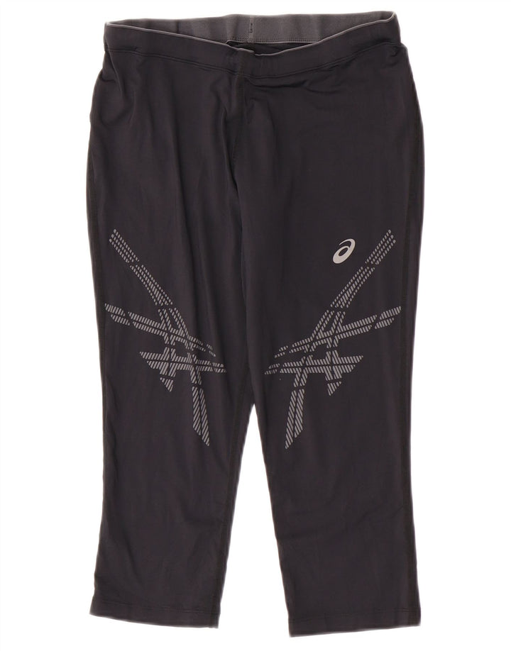 Asics Ženske Graphic Capri Trenirke Hlače UK 12 srednje crne poliamidne
