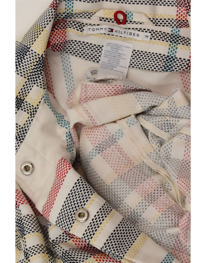 TOMMY HILFIGER Ženski gornji kaput UK 14 Srednje prljavo bijeli karirani pamuk