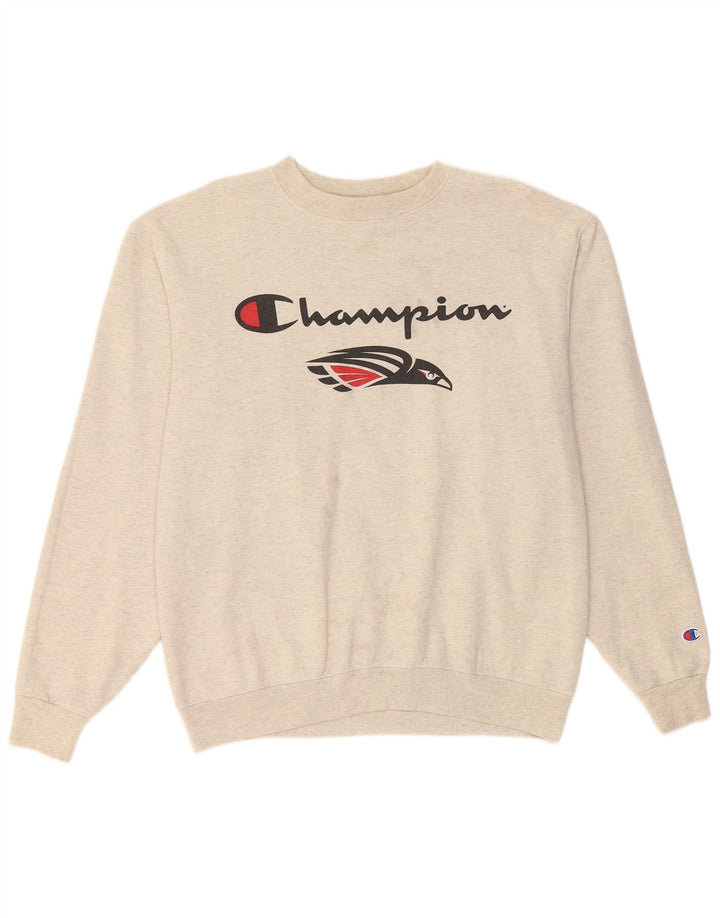 CHAMPION Womens Graphic Sweatshirt Jumper UK 14 Medium Grey