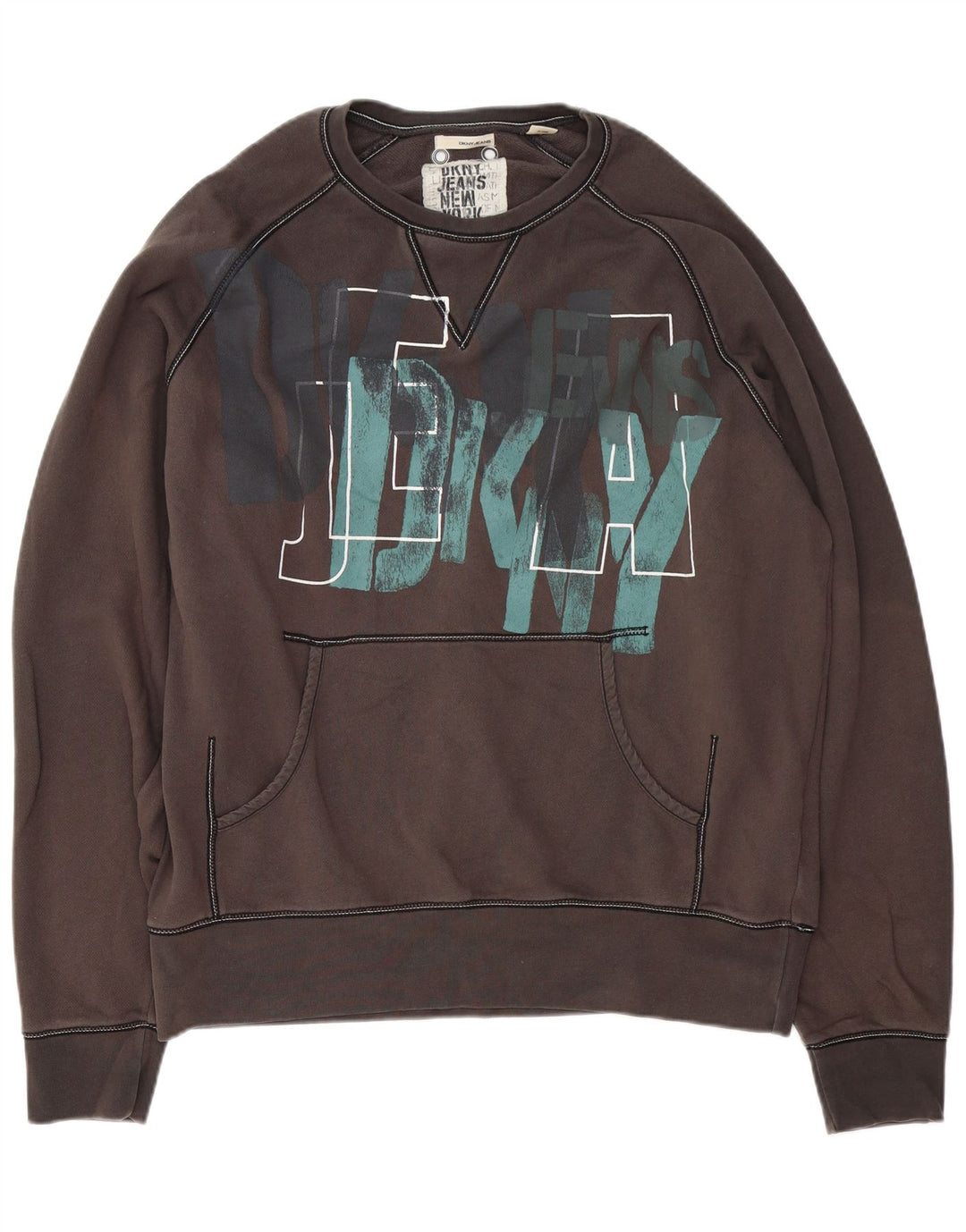 Dkny muški džemper s grafičkim motivima XL, sivi pamuk