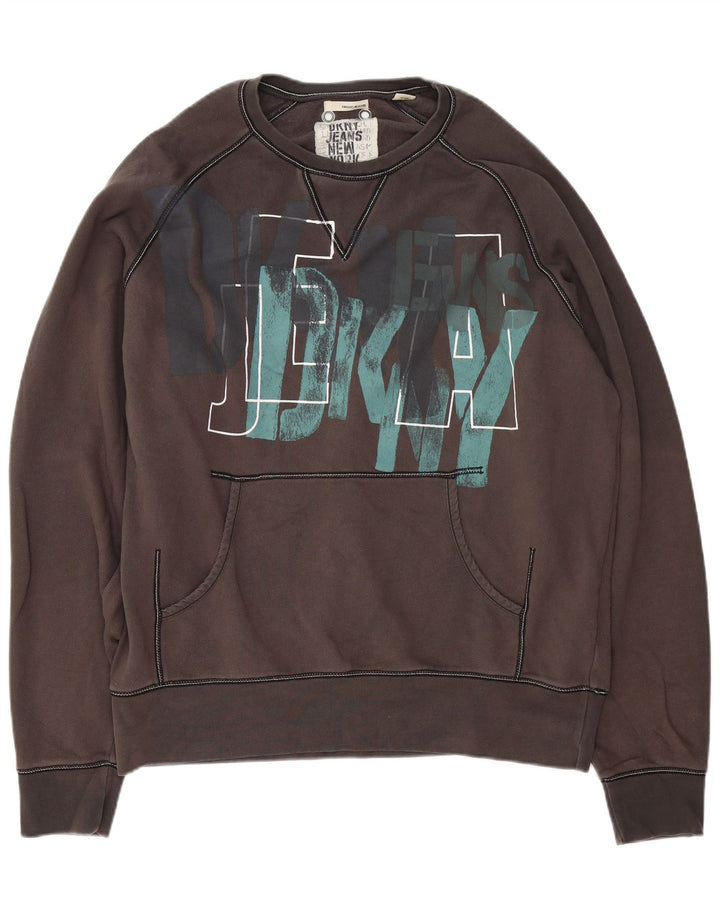Dkny muški džemper s grafičkim motivima XL, sivi pamuk