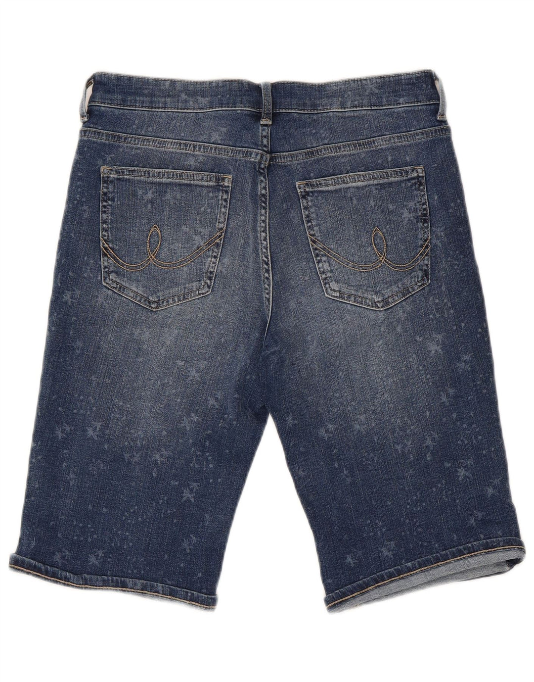 MANTARAY Womens Abstract Pattern Denim Shorts UK 10 Small W28  Blue Cotton