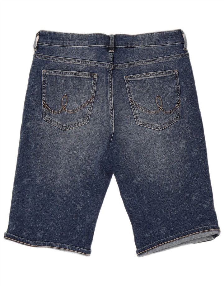 MANTARAY Womens Abstract Pattern Denim Shorts UK 10 Small W28  Blue Cotton