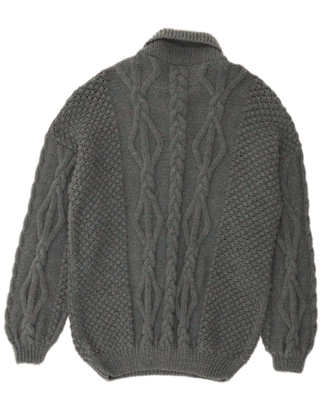 Vintage muški pulover s polo ovratnikom, veliki sivi