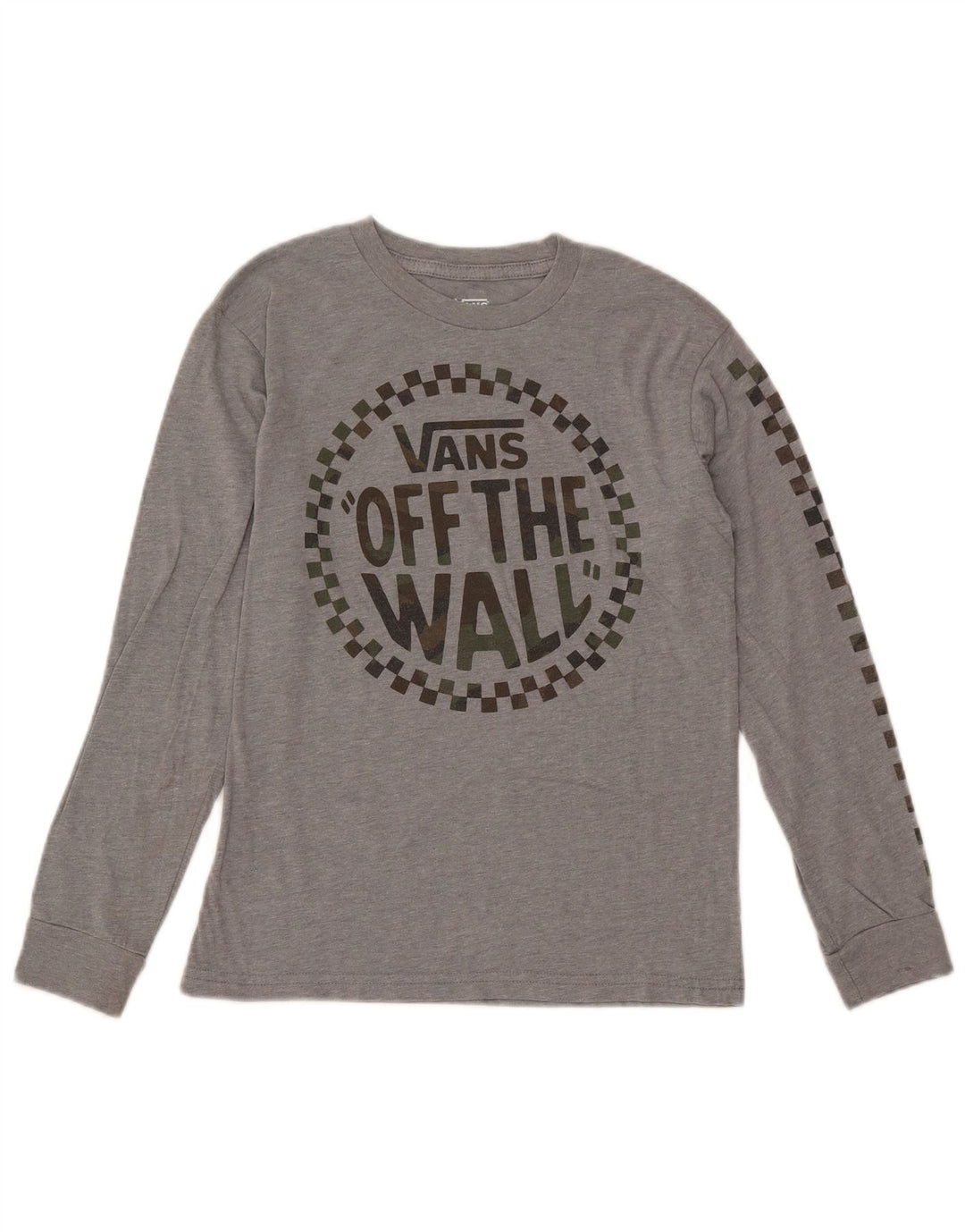 VANS ženska majica dugih rukava s grafikom UK 10, mali sivi pamuk