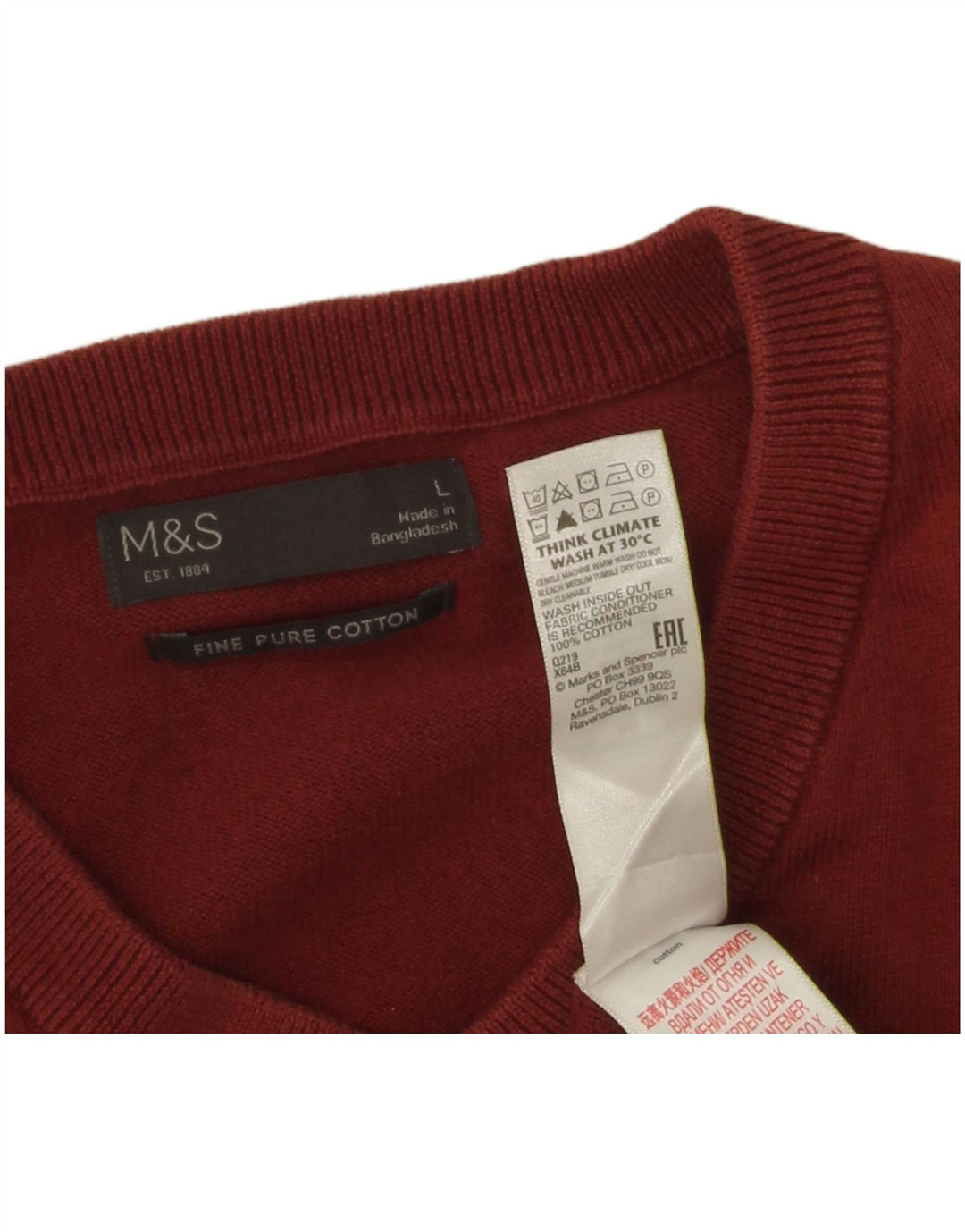Marks & Spencer muški džemper s V-izrezom, veliki kestenjasti pamuk