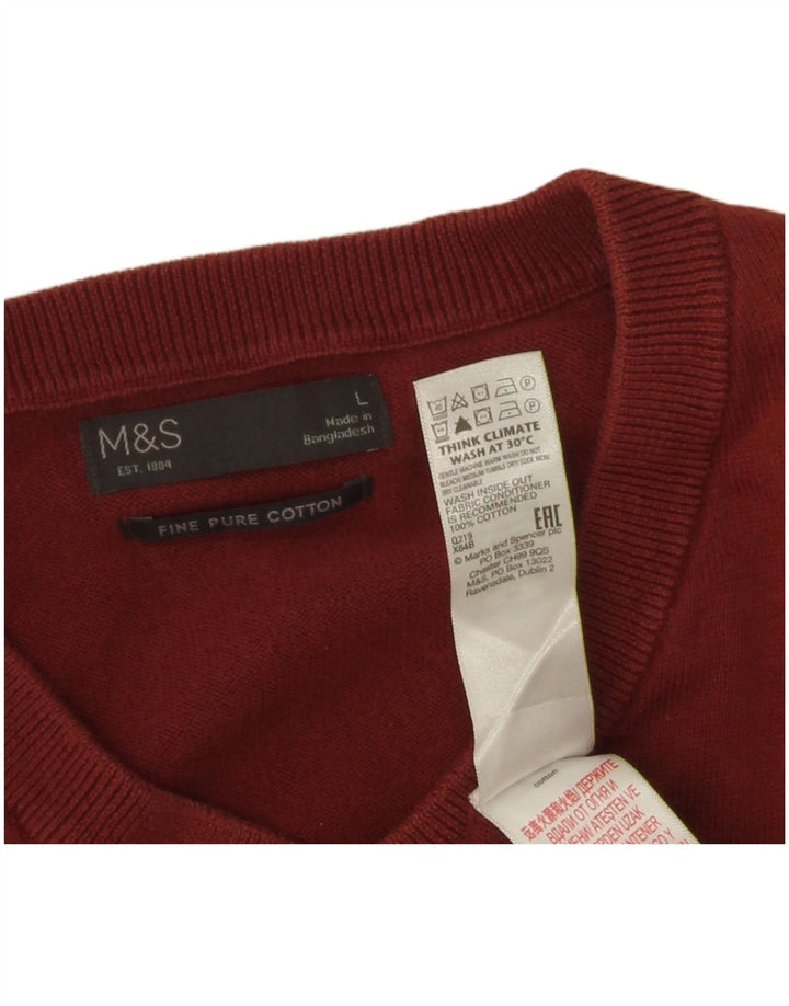 Marks & Spencer muški džemper s V-izrezom, veliki kestenjasti pamuk