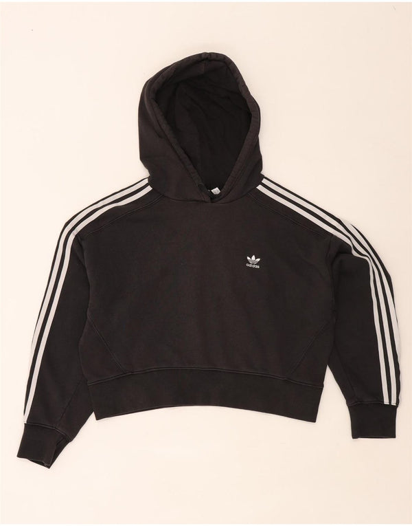 Adidas ženska majica s kapuljačom s kapuljačom UK 12, srednji crni pamuk