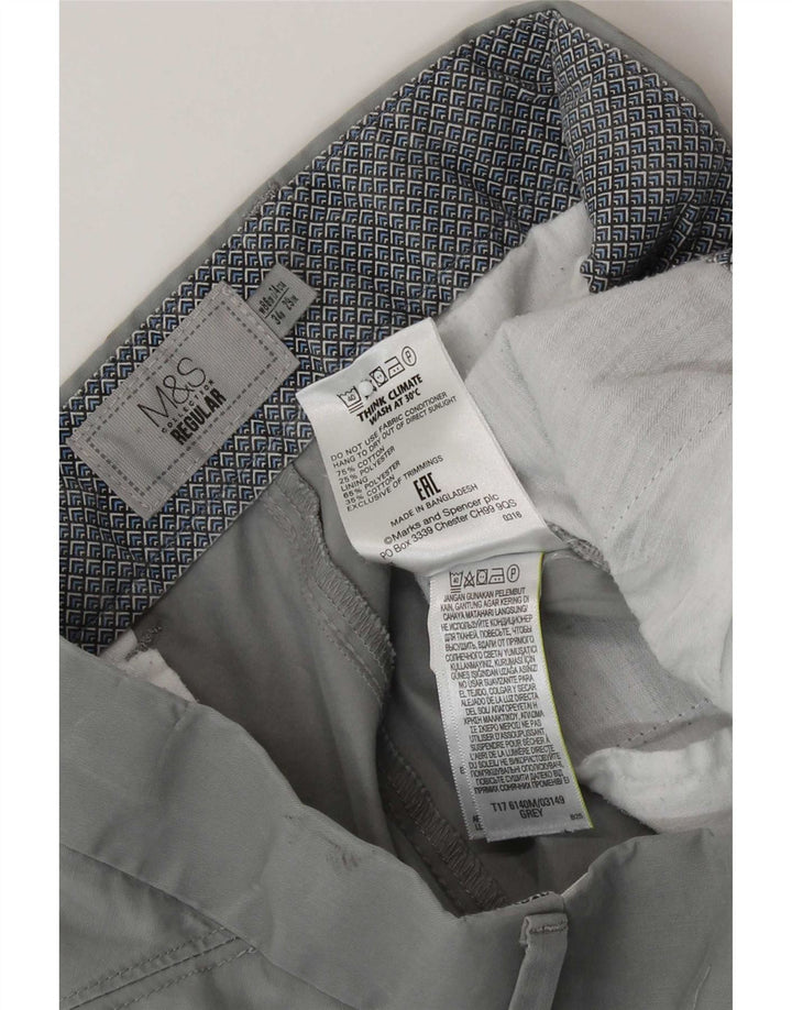 Marks & Spencer muške obične chino hlače W34 L29 sivi pamuk