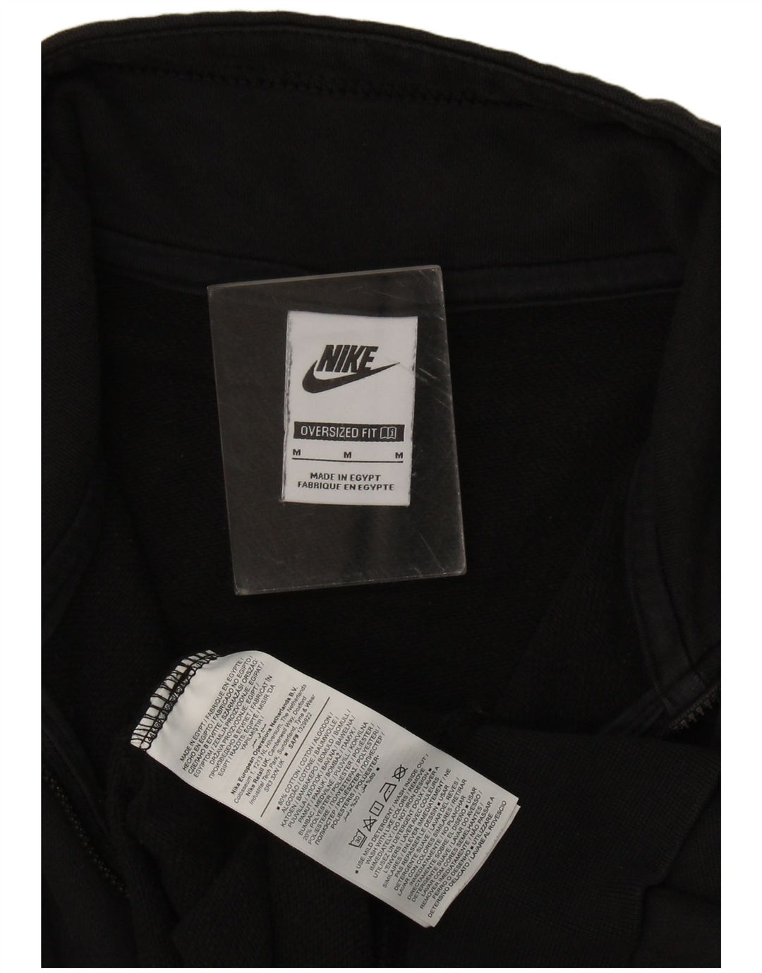 Nike ženska majica s prekomjernim grafičkim zip izrezom UK 14 srednje crna