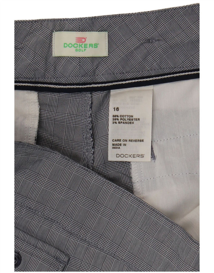 DOCKERS Ženske kargo kratke hlače US 16 2XL W38 plavi karirani pamuk