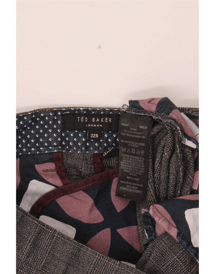Ted Baker muške uske hlače odijela W32 L30 sivi karirani poliester