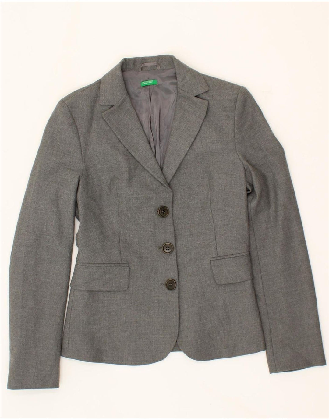 BENETTON Womens 3 Button Blazer Jacket IT 38 XS Grey Polyester Vintage Benetton and Second-Hand Benetton from Messina Hembry 