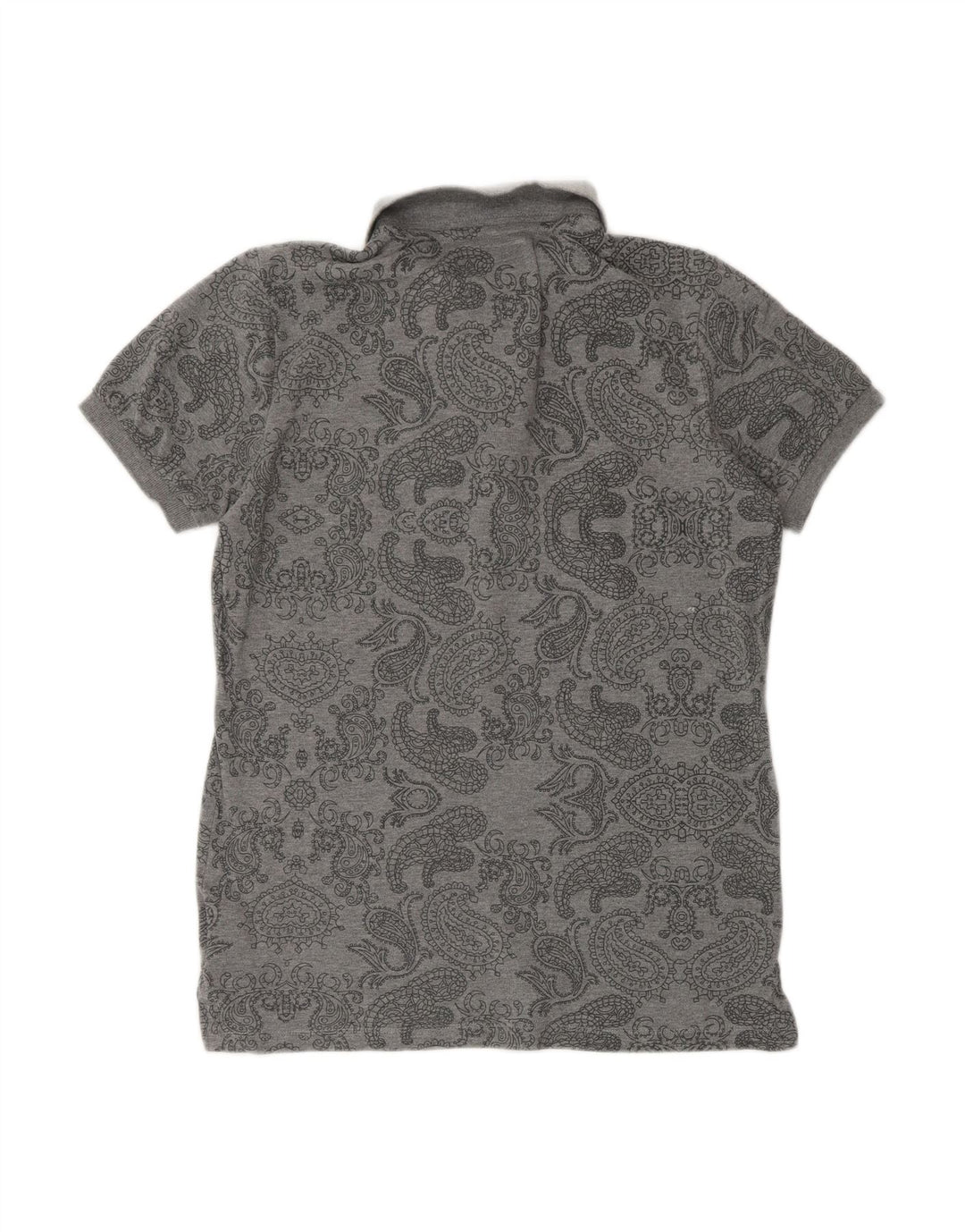 GURU Mens Polo Shirt Medium Grey Paisley Cotton