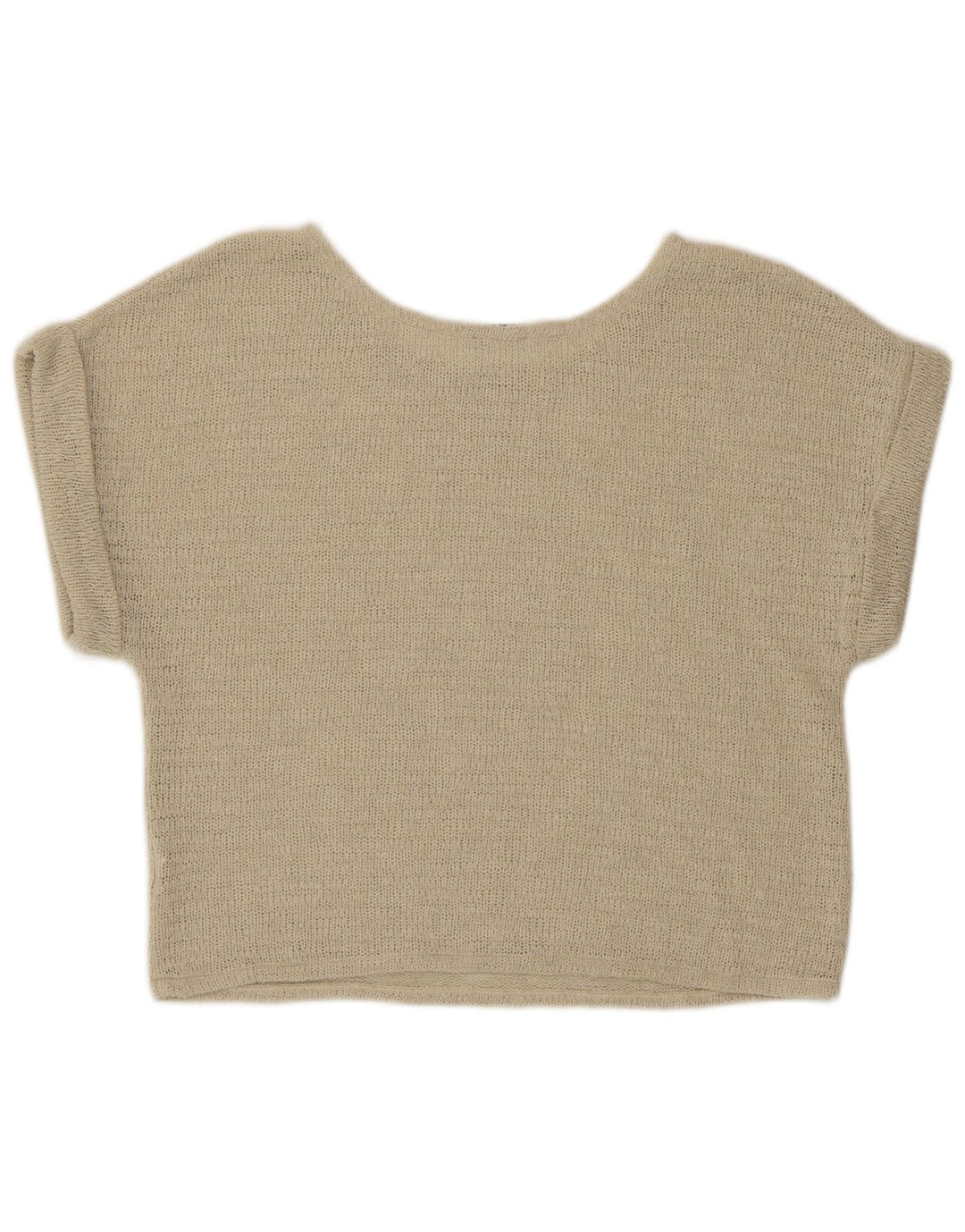 Zara ženski gornji dio kratke pletene bluze UK 16 Large Beige