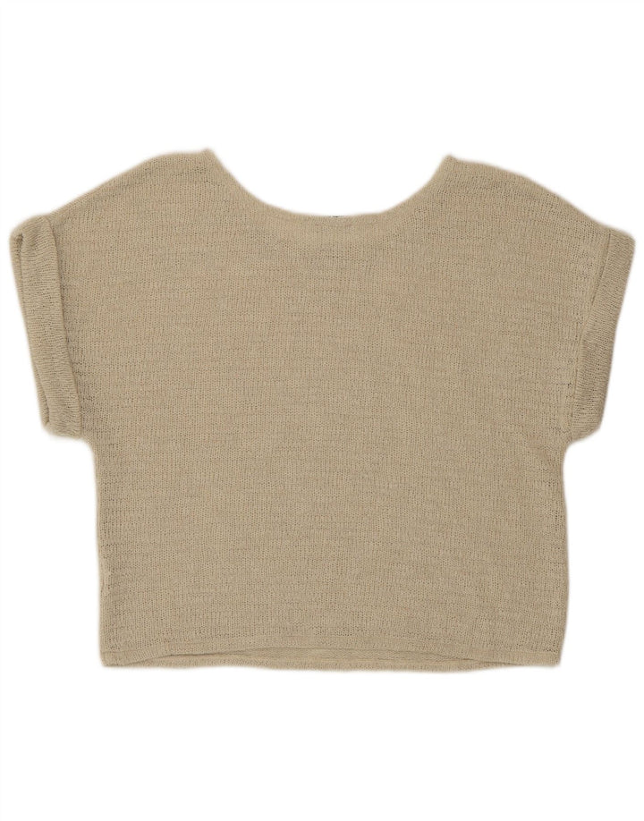 Zara ženski gornji dio kratke pletene bluze UK 16 Large Beige